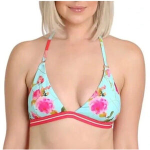 NWT Nanette Lepore Womens Bikini Top Size 12 Silk Blossom Francesca Triangle